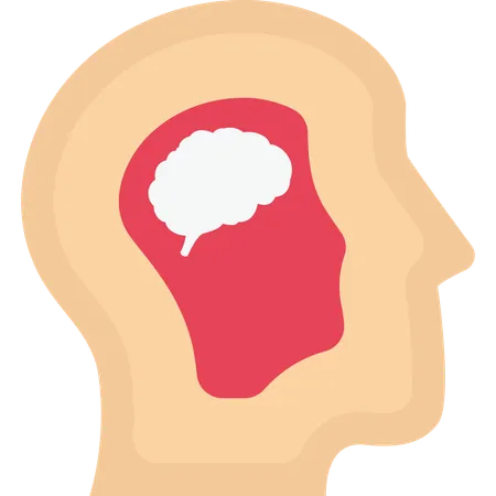 Brain searching with head  Illustration