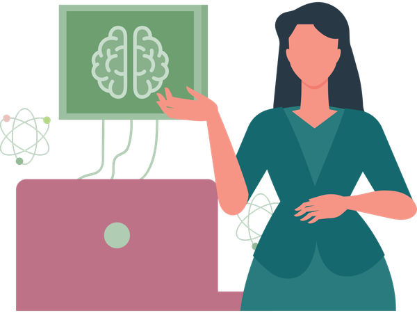 Brain specialist doing brain analysis  Illustration