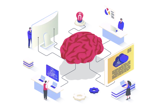 Brainstorming Concept In 3 D Isometric Design Teamwork Search For Innovations And Creative Solutions Thinking And Generating New Ideas Vector Illustration With Isometry People Scene For Web Graphic Illustration