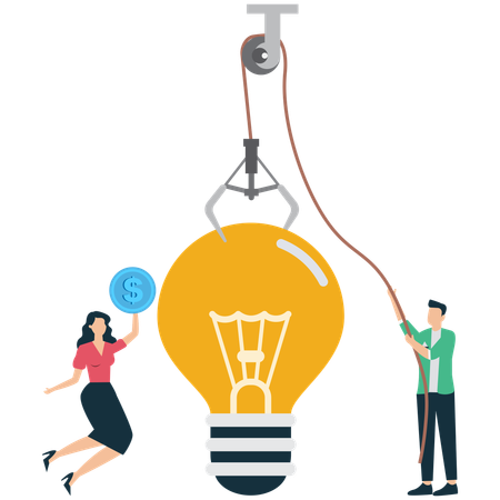 Brainstorming d'équipe commerciale pour des idées innovantes  Illustration