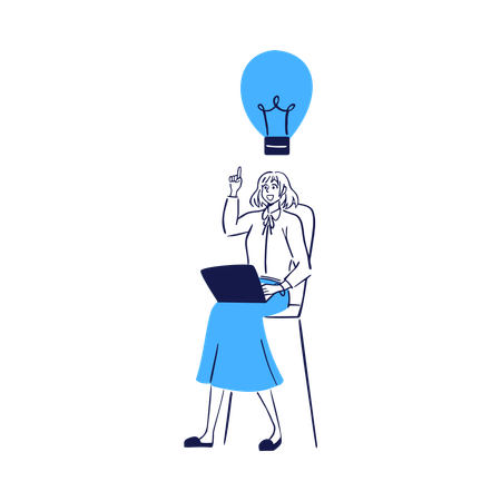 Brainstorming ideas with lightbulb inspiration  Illustration