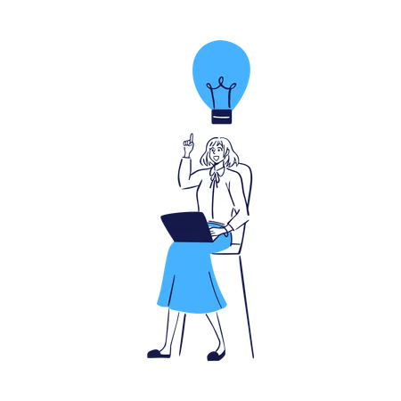 Brainstorming ideas with lightbulb inspiration  Illustration