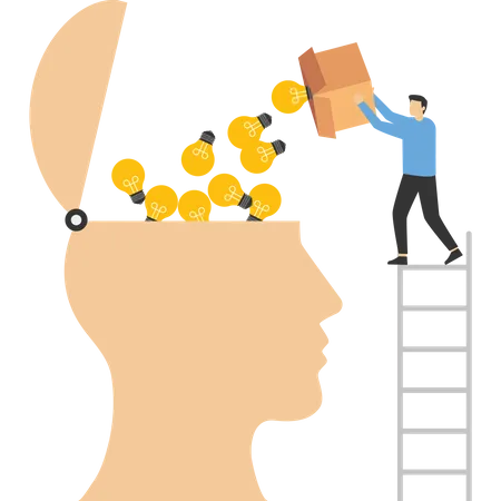 Brainstorming On Business People Head Vector Illustration In Flat Style Illustration