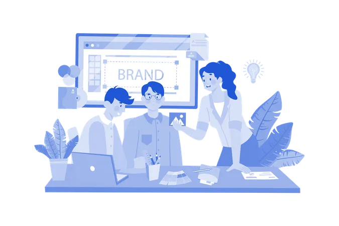 Brand Designer Defining Brand Identity And Guidelines Illustration