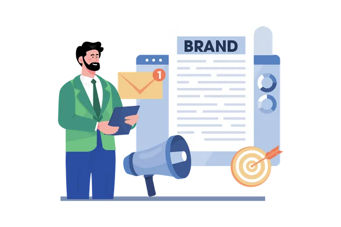 Brand manager developing brand identity and messaging  Illustration