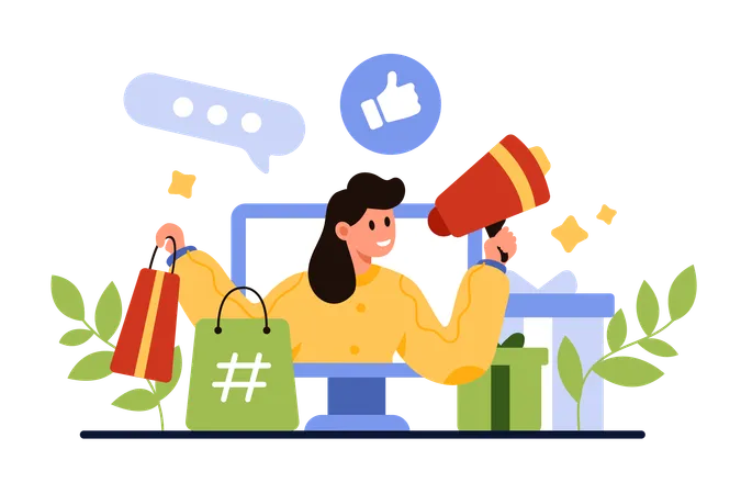 Brand marketing campaign in social media with ambassador  Illustration