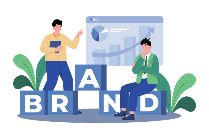 Brand strategist developing a branding strategy that incorporates SEO  Illustration