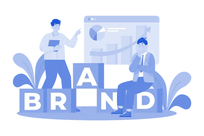 Brand Strategist Integrating SEO Into Branding Strategy Illustration