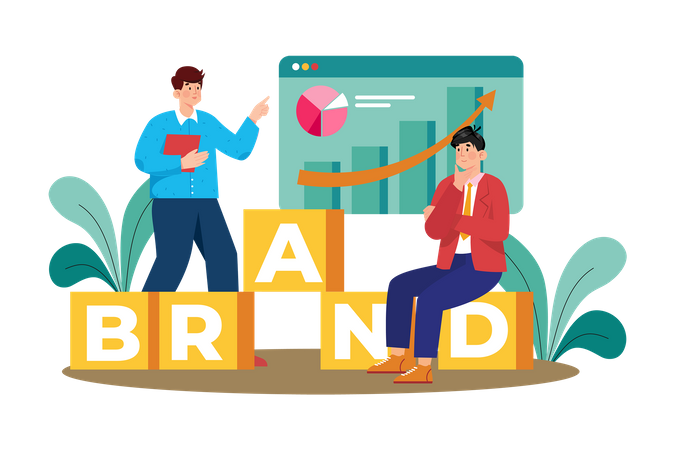 Brand strategist developing a branding strategy that incorporates SEO  Illustration