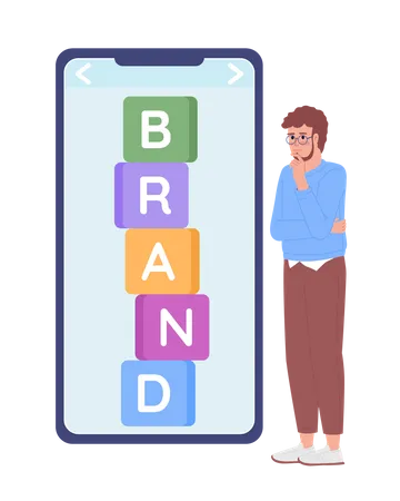 Brand strategist planning digital marketing  Illustration