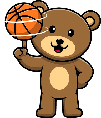 Brauner Bär spielt Basketball  Illustration