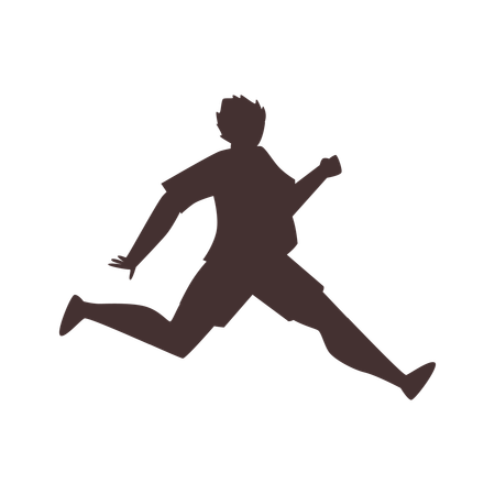 Braune Silhouette eines laufenden Jungen  Illustration
