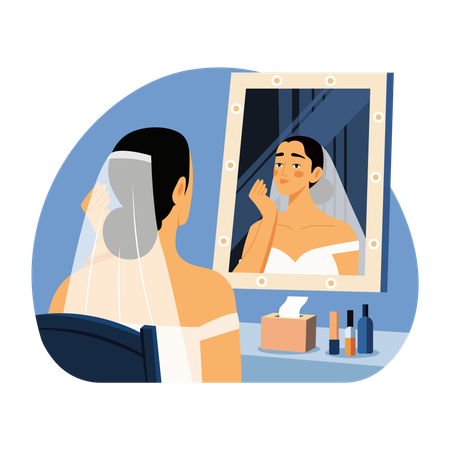 Braut beim Schminken  Illustration