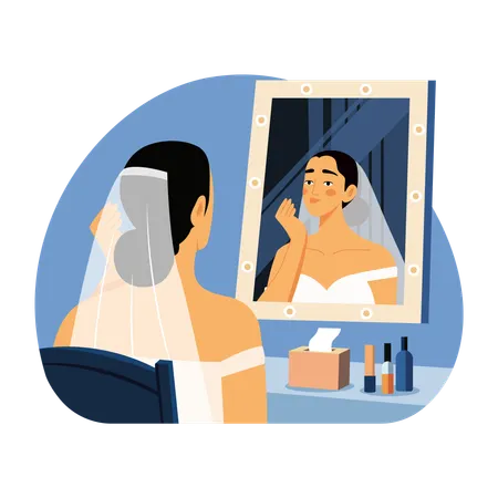 Braut beim Schminken  Illustration