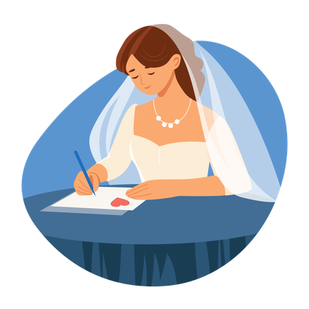 Braut schreibt Notiz  Illustration