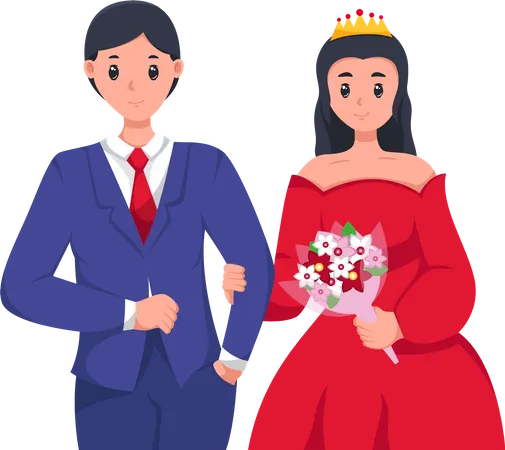 Braut und Bräutigam heiraten  Illustration