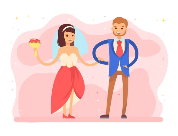 Braut und Bräutigam heiraten  Illustration