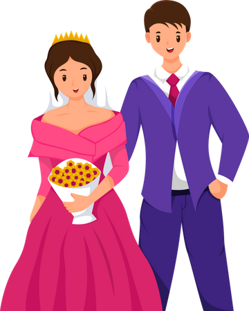 Hochzeitstag für Braut und Bräutigam  Illustration