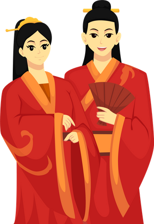 Bräutigam und Braut Chinesisch  Illustration