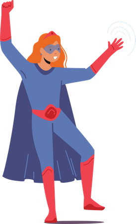 Brave Girl in Superhero Costume Illustration