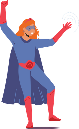 Brave Girl in Superhero Costume  Illustration