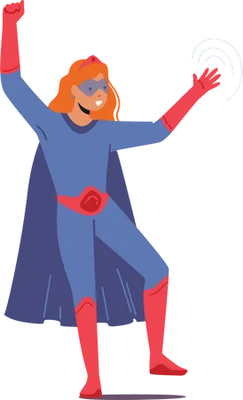 Brave Girl in Superhero Costume  Illustration