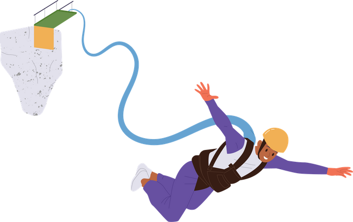 Brave sportsman bungee jumping  イラスト