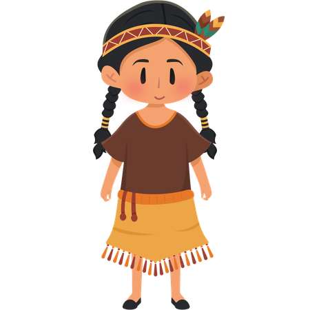 Brazil (Indigenous) Feathered Headdresses girl  Illustration