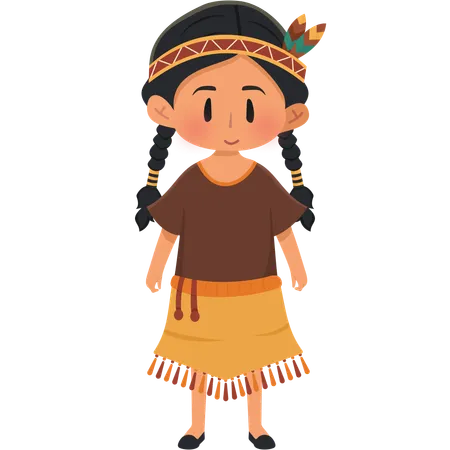 Brazil (Indigenous) Feathered Headdresses girl  Illustration