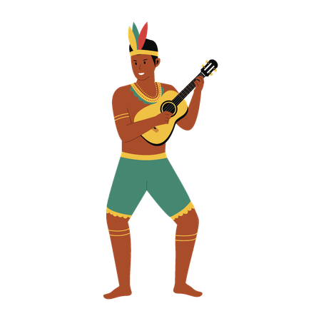 Brazilian Man playing guitar  Illustration