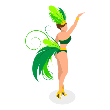 Brazilian samba dancer dancing at carnival  Illustration