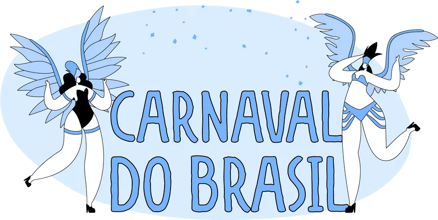 Brazilian Samba Dancers wear Feathers Illustration