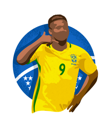 Brazilian soccer player celebrating  Illustration