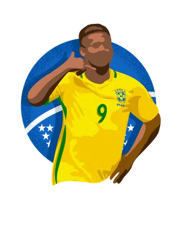 Brazilian soccer player celebrating  Illustration