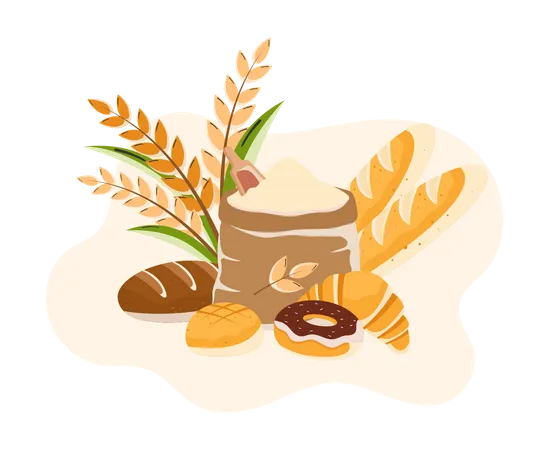 Bread And Harvest Grain Illustration