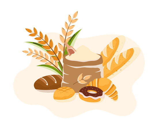 Bread And Harvest Grain  Illustration