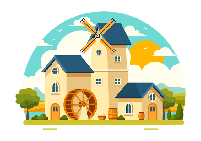 Bread Production mill  Illustration