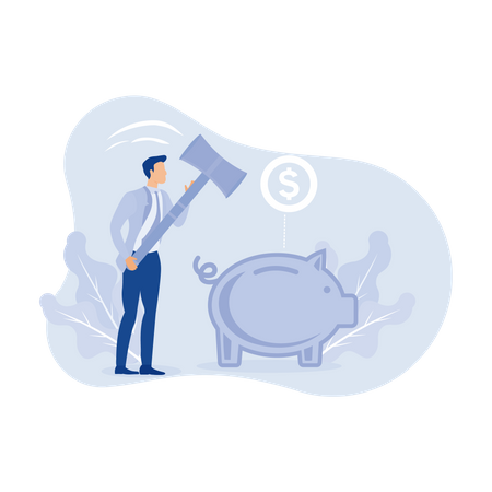 Break Piggy Bank  Illustration