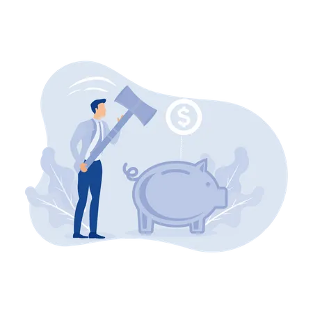 Break Piggy Bank  Illustration