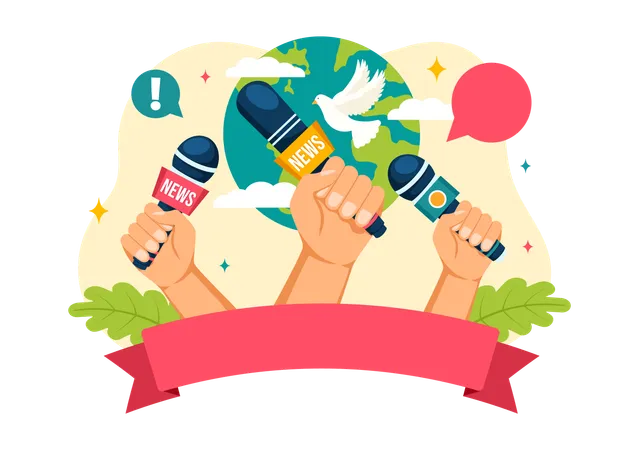World Press Freedom Day Vector Illustration On May 3 With News Microphones And Newspaper To Right To Speak In Flat Cartoon Background Illustration