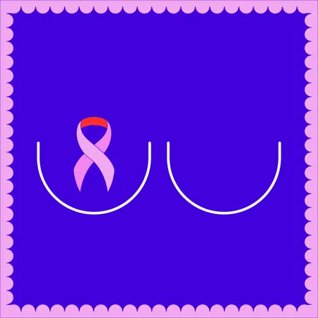 Breast cancer awareness card with pink ribbon  Illustration