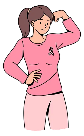 Breast Cancer Fighter Strong Woman  Illustration