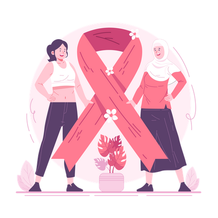 Breast cancer red ribbon  Illustration