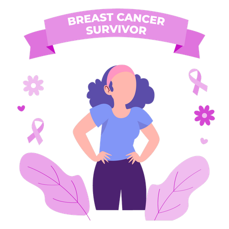 Breast cancer survivor girl  Illustration