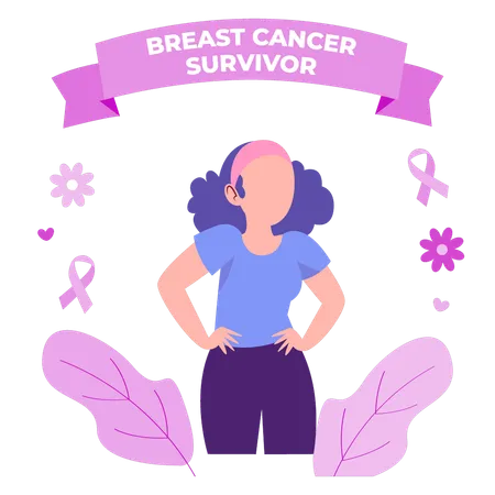 Breast cancer survivor girl  Illustration