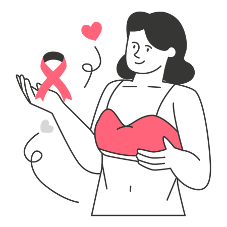 Breast Cancer Survivor Showing Strength  Illustration