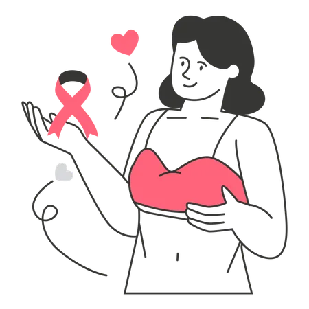 Breast Cancer Survivor Showing Strength  Illustration