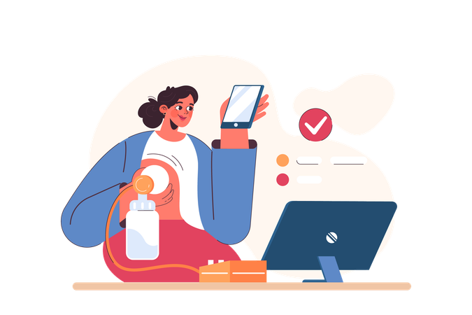 Breast milk pumping  Illustration