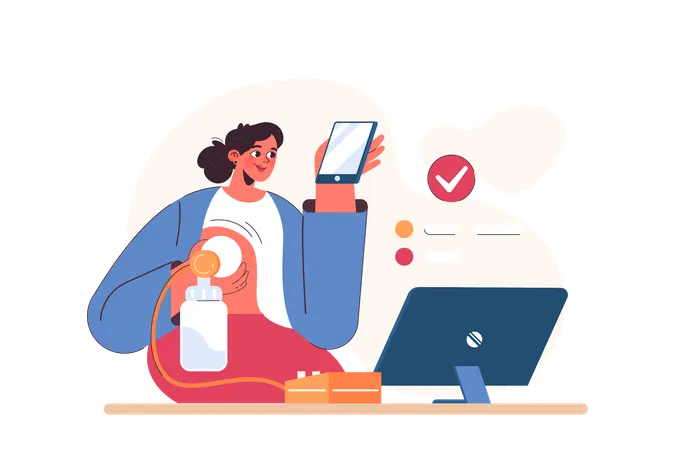 Breast milk pumping  Illustration