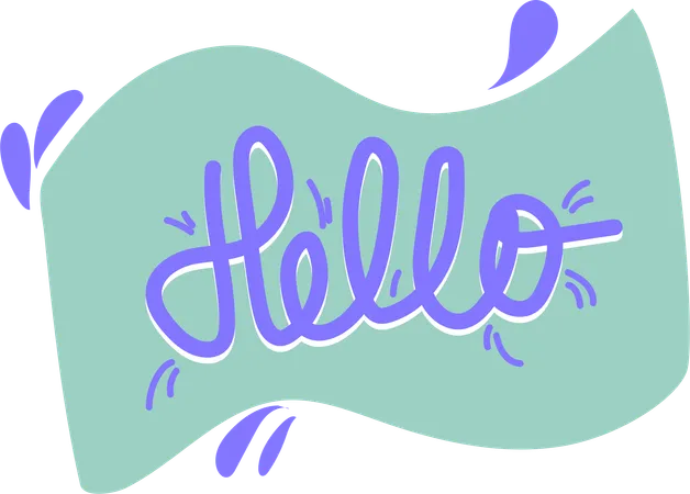Capturing The Essence Of A Casual Greeting This Illustration Presents HELLO In A Breezy Flowing Banner Perfect For Informal Introductions And Cheerful Welcomes Illustration